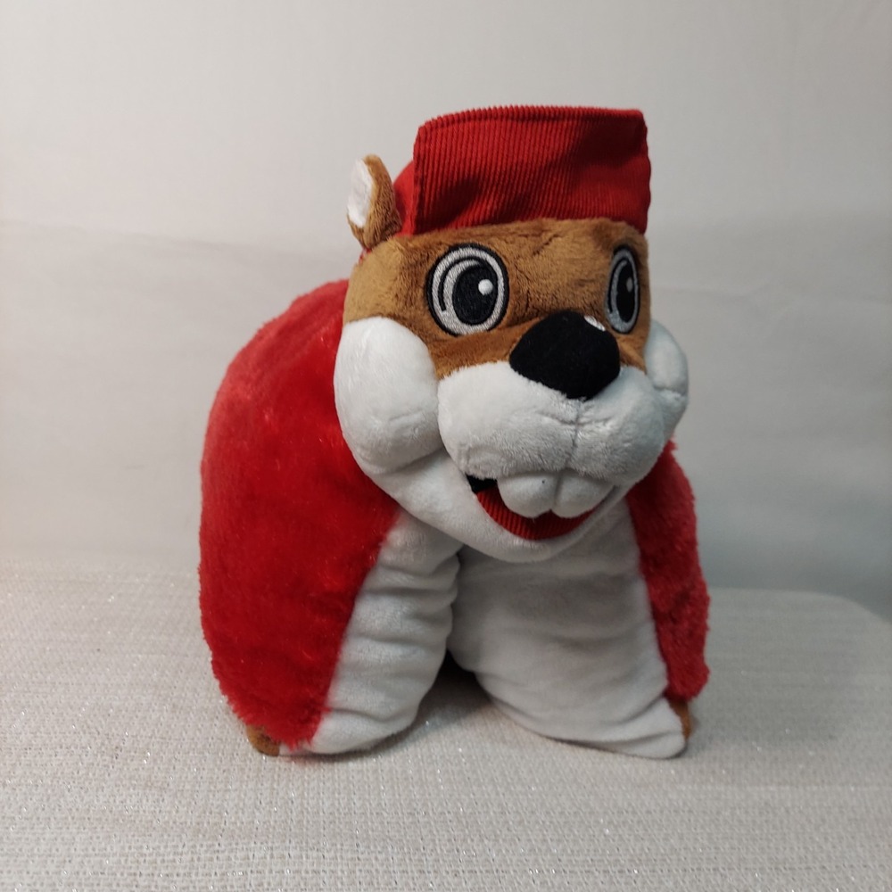 Buc-ees Bucky Beaver Travel Pillow Pet Plush Stuffed Animal 16"x10"